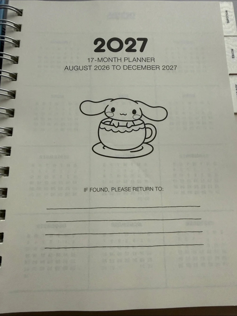 NWT….Sanrio Cinnamoroll 2027 Planner in Light Blue and Pink